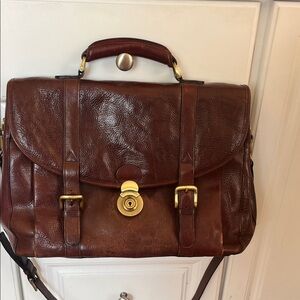 Pelle Studio Brown Italian Leather Briefcase Messenger Bag